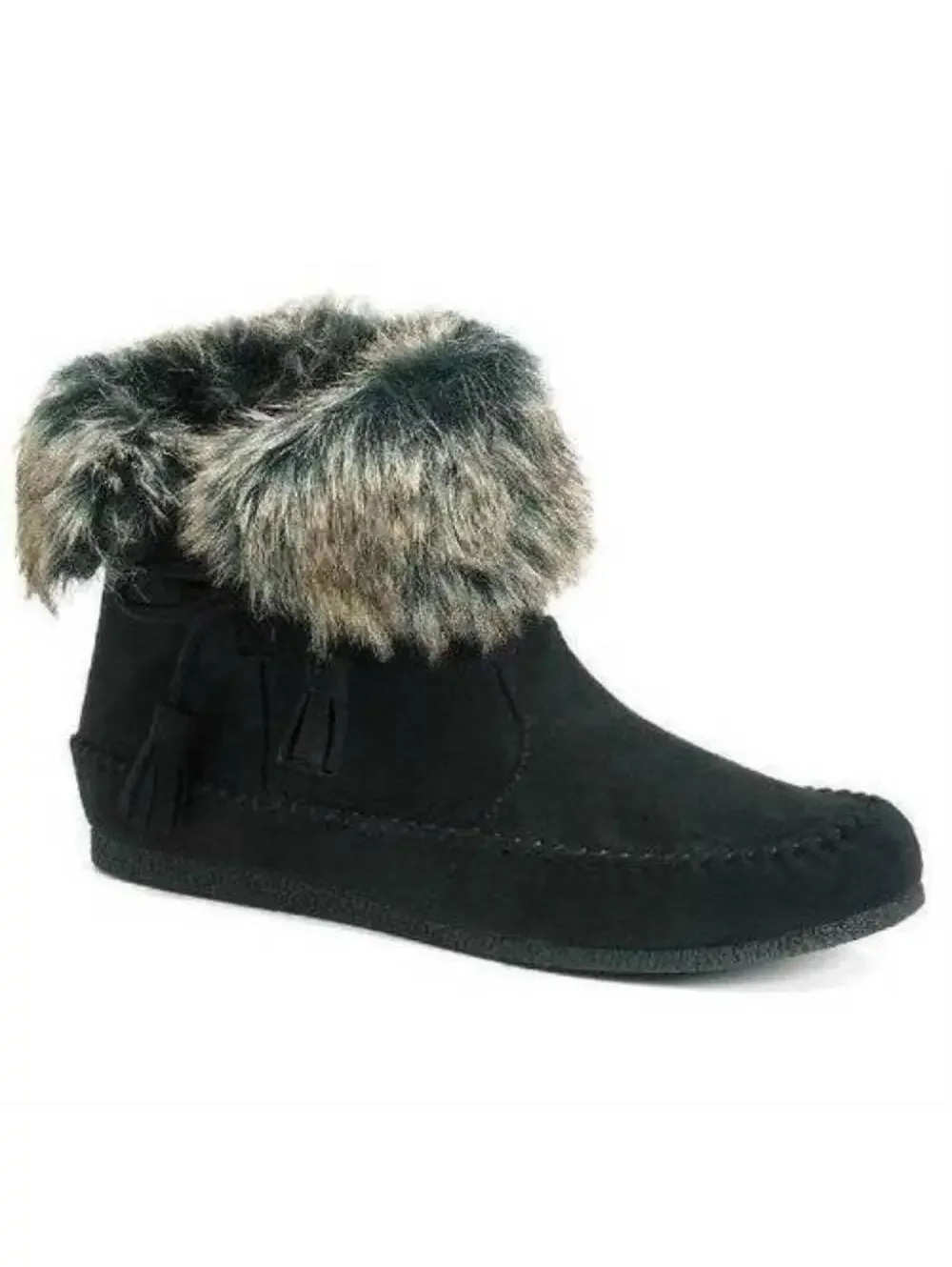 Madden Girl Moccasins 5 Big Girls Finn Black Microfiber Ankle Boots Shoes